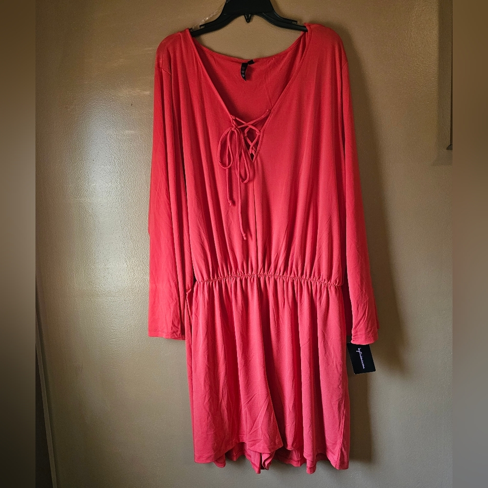 Women's Long Sleeve Dress - Coral